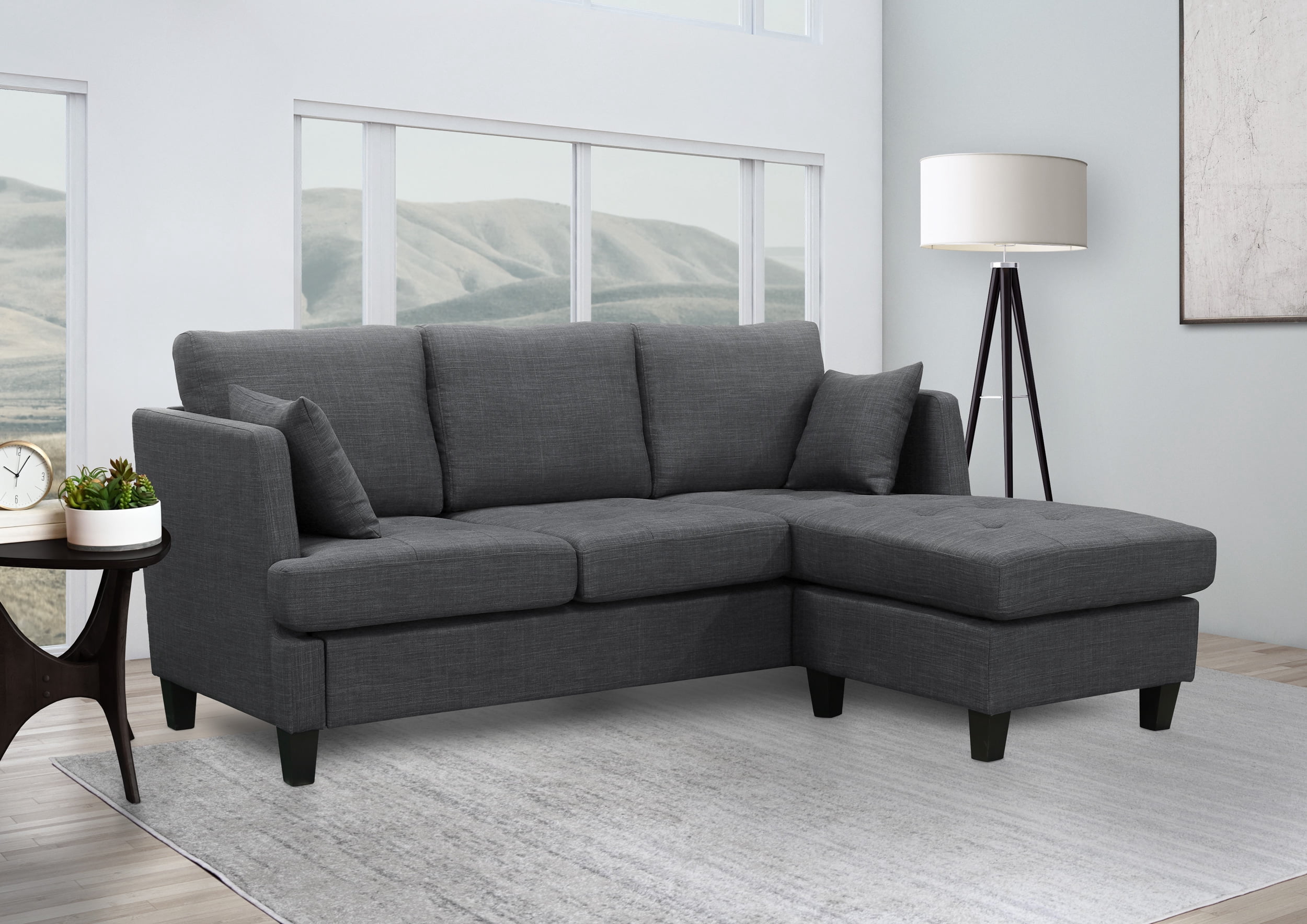 Abbyson Upton Fabric Reversible Sectional, Dark Gray