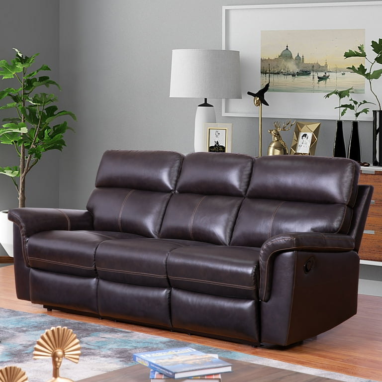 Abbyson leather reclining sale sofa