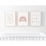 Abc 123 Rainbow Gender Neutral Nursery Decor Neutral Rainbow Modern Alphabet Classroom Poster Educational Art, Poster Only