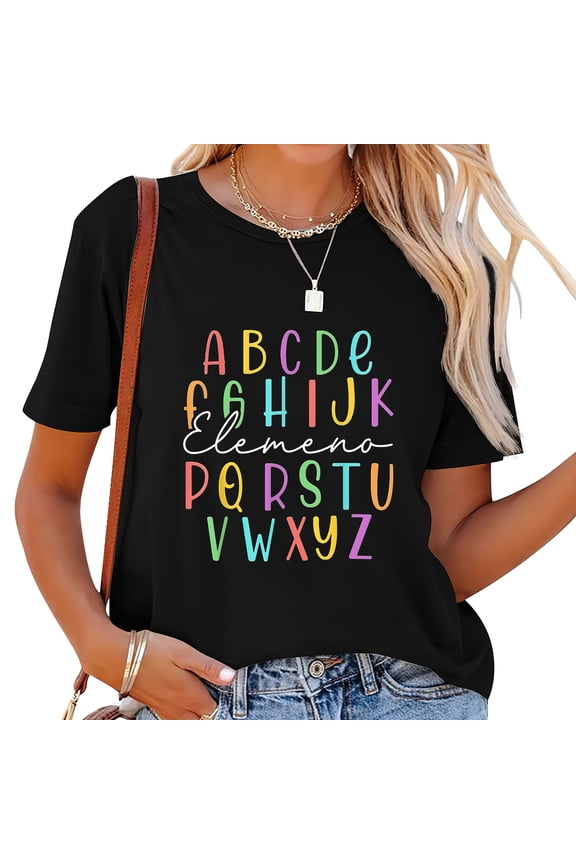 Abc Elemeno Kindergarten Teacher Girl Back To Scho Fashionable Women's Graphic Tee - Soft and Comfortable T-Shirt with Elegant Design