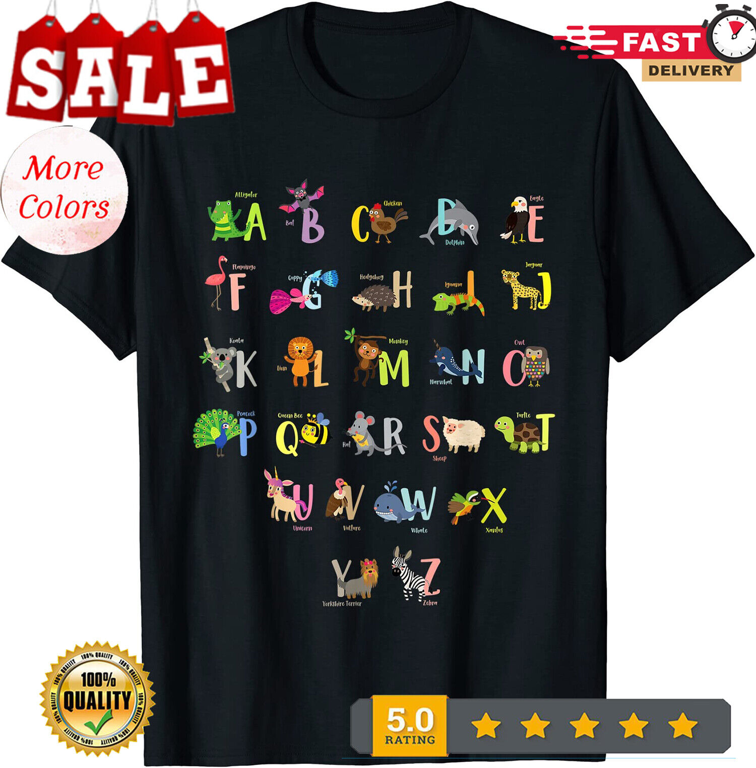 Abc Identification AZ Types Of Zoo Animals Alphabet Unisex TShirt