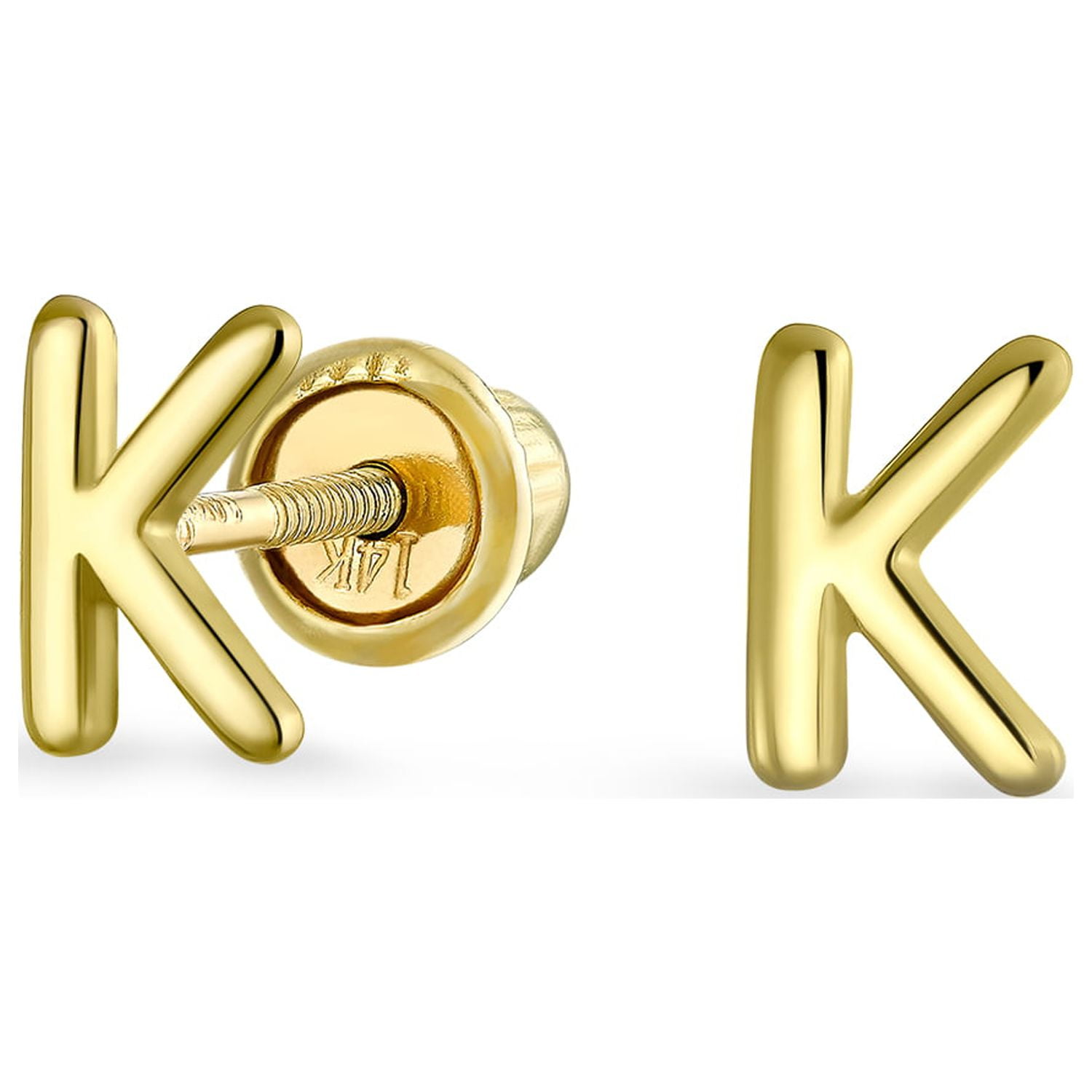 14k gold 2024 letter k earrings