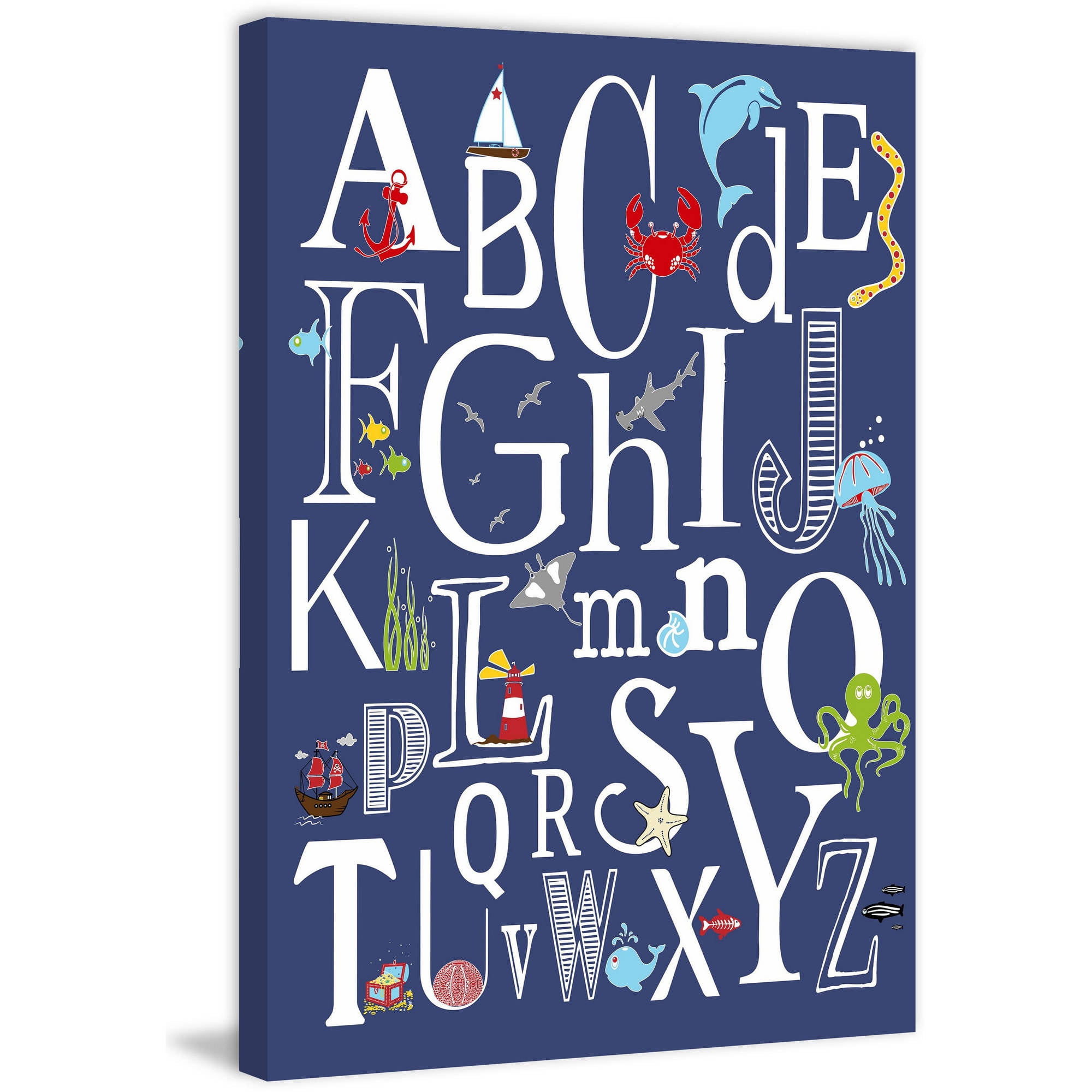 "Abc Nautical Navy" Painting Print on Wrapped Canvas