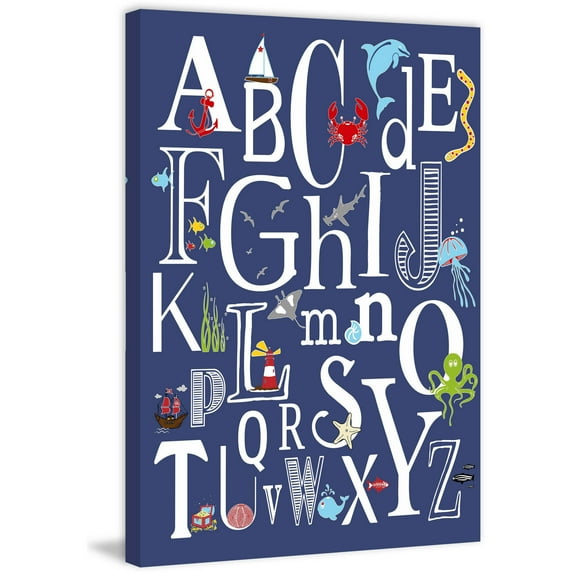 "Abc Nautical Navy" Painting Print on Wrapped Canvas