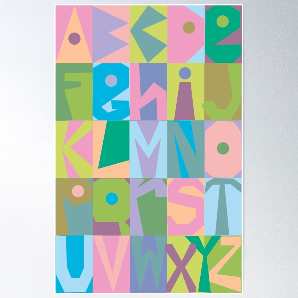 Abc Paper Cut Out Poster Wall Art, Modern Wall Decor For Living Room ...