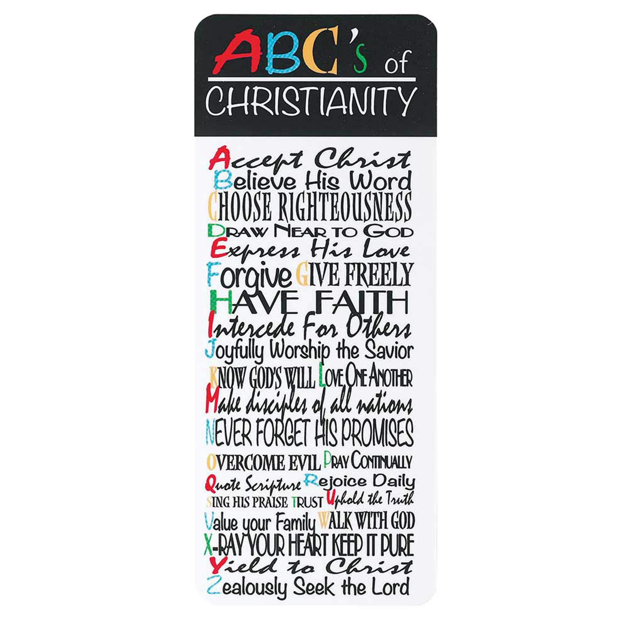 Abc's of Christianity Primaries Bright White Cardstock Bookmarks, Pack of 12