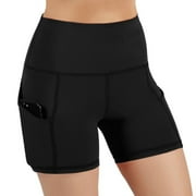 Abcnature Biker Shorts for Women with Pockets, High Waisted Workout Shorts, Athletic Running Leggings Yoga Black S