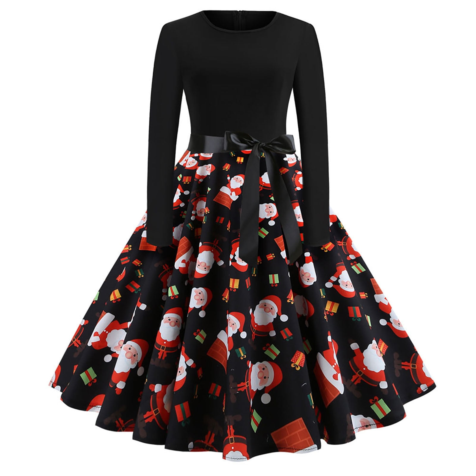 Abcnature Christmas Dress,Women Vintage Long Sleeve 50s Dresses,Xmas  Printed Dress,A-line Retro Cocktail Swing Dress,Elegant O-Neck Christmas  Evening Party Prom Dress,Dress for Women M - Walmart.com