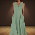 thumbnail image 1 of Abcnature Dresses for Women Summer Casual A-line Dress Solid Color Print Sleeveless Long Dresses Oversized V-Neck Beach Flowy Midi Dresses with Pockets (S-5XL), 1 of 6