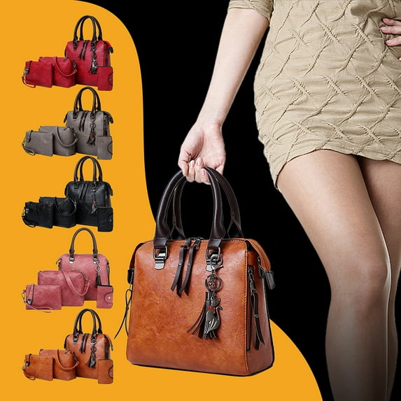 Abcnature Hand Bags, Purses For Women, Fashion Upgrade Handbags Wallet Tote Bag Shoulder Bag Top Handle Satchel Purse Set 4pcs, Purses And Handbags Gifts for Women