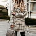 thumbnail image 1 of Abcnature Ladies Long Sleeve Suit Collar Double Breasted Woolen Jacket Khaki S, 1 of 6