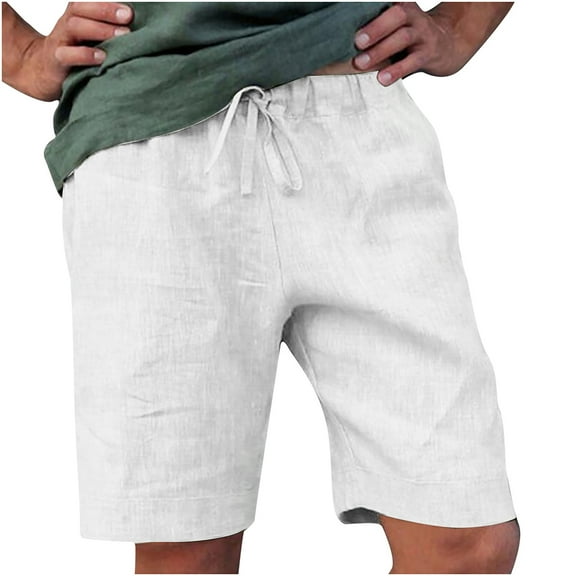 Abcnature Men's Athletic Shorts, Sports Gym Running Short Pants, Fashion Men Pocket Bandage Resilience Leisure Time Tooling Shorts, Cargo Casual Hiking Shorts White L