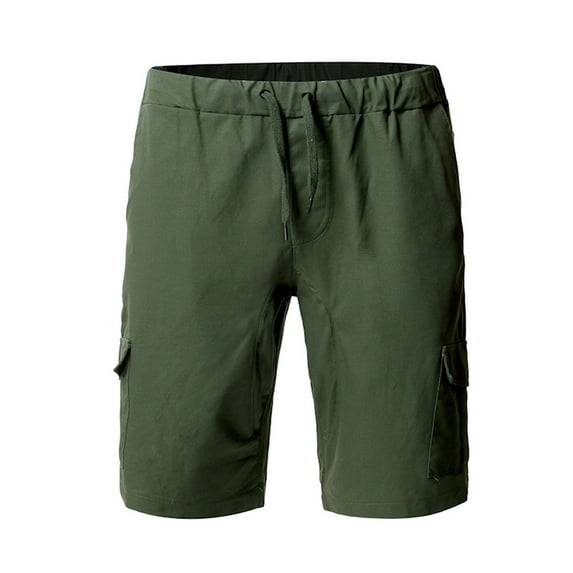 Abcnature Men's Athletic Shorts, Sports Gym Running Short Pants, Fashion Mens Casual Solid Pocket High Waist Loose Bandage Knee Lenght, Cargo Casual Hiking Shorts Army Green L