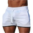 thumbnail image 1 of Abcnature Men's Athletic Shorts, Sports Gym Running Short Pants, Men Solid Breathable Three-point Beach Shorts, Sports Elasticated Lace-up Trousers, Cargo Casual Hiking Shorts White XXL, 1 of 4
