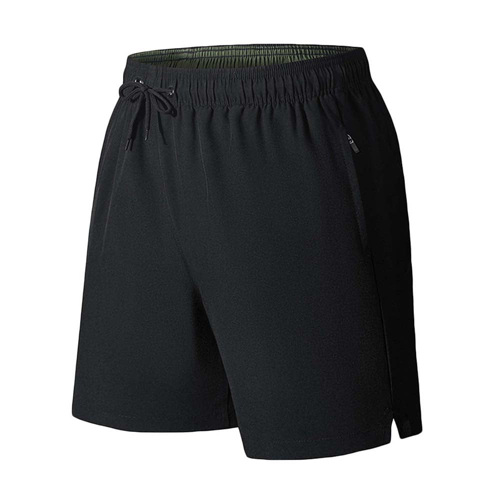 Abcnature Men's Athletic Shorts, Sports Gym Running Short Pants, Men Solid Elastic Waist Fitness Quick-drying Five-point Beach Shorts, Cargo Casual Hiking Shorts Black L
