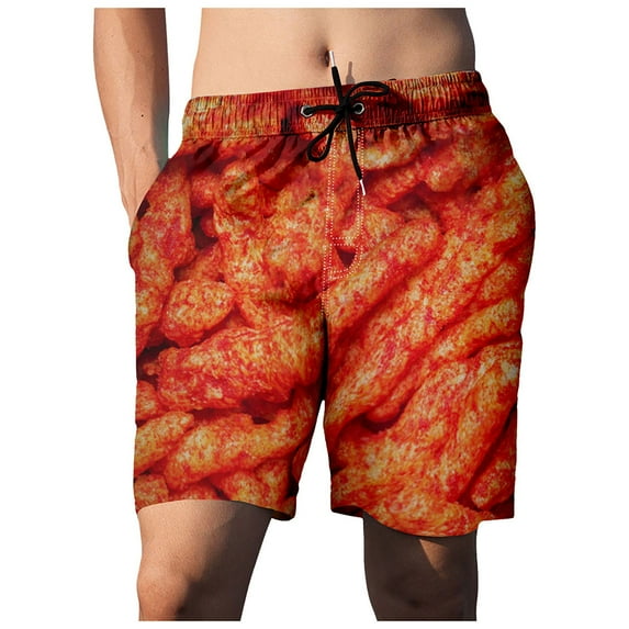 Abcnature Men's Athletic Shorts, Sports Gym Running Short Pants, Men's Food Realistic 3D Printed Summer Shorts, Beach Shorts, Beach Swim Shorts, Cargo Casual Hiking Shorts Watermelon Red 4XL