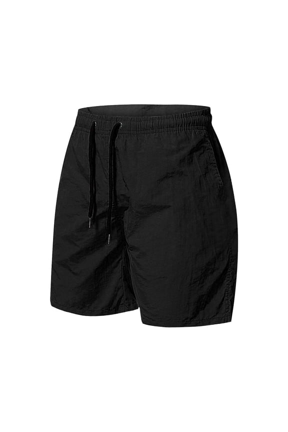 Men's Athletic Shorts, Sports Gym Running Short Pants, Men's versatile 5-minute dry solid color beach sports fitness Shorts, Cargo Casual Hiking Shorts Black L