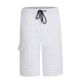 thumbnail image 1 of Abcnature Men's Athletic Shorts, Sports Gym Running Short Pants, Men's Pleated Lace Solid Color Fitness Sports Five-point Shorts, Cargo Casual Hiking Shorts White 3XL, 1 of 3