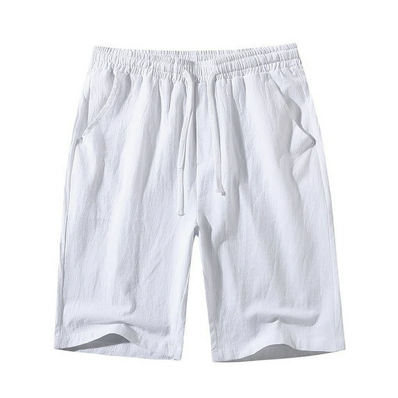 Abcnature Men's Athletic Shorts, Sports Gym Running Short Pants, Summer Men's Fashion Casual Tie-dye Solid Loose Light Sweat Sports Shorts, Cargo Casual Hiking Shorts White M
