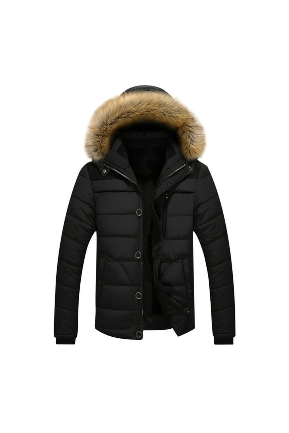 Men's Hooded Winter Coat Warm Puffer Jacket Thicken Cotton Coat with Removable Hood Mountain Waterproof Ski Snow Jackets for Men