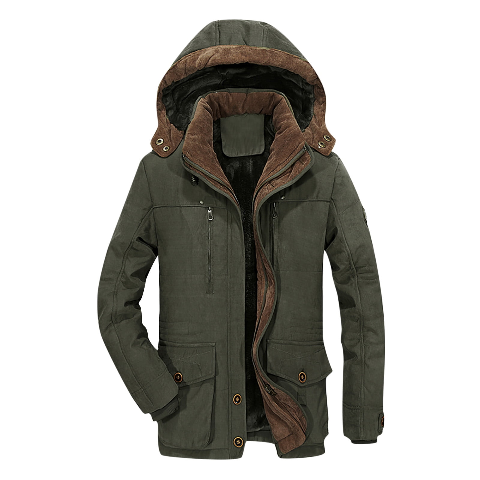 Abcnature Men's Hooded Winter Coat Warm Puffer Jacket Thicken Cotton ...