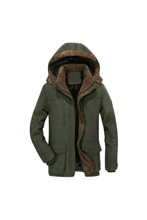 Men's Hooded Winter Coat Warm Puffer Jacket Thicken Cotton Coat with Removable Hood Mountain Waterproof Ski Snow Jackets for Men