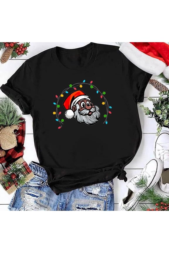 Merry Christmas Tree T-Shirt Women's Cute Christmas Gnomies Graphic Tees Holiday Short Sleeve Tshirt Xmas Buffalo Plaid Red T-Shirt For Men Women T-Shirt Black,D M