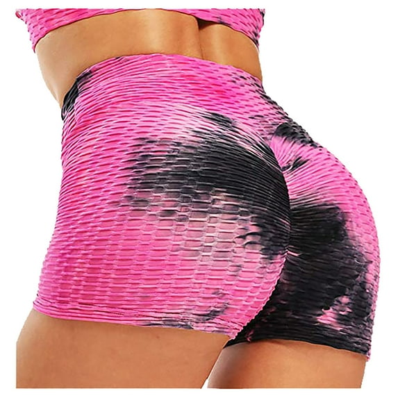 Abcnature Plus Size Shorts, Womens Athletic Shorts, Women Buttocks High Waist Printing Bandage Sweats Yoga Shorts, Comfy Beach Shorts, Yoga Pants, Cycling Sport Shorts Pink S