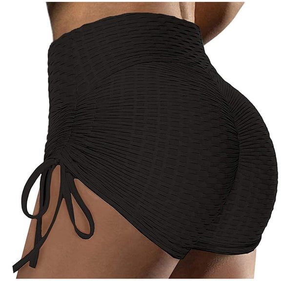 Abcnature Plus Size Shorts, Womens Athletic Shorts, Women High Waist Solid Color Tight Fitness Yoga Nude Hidden Yoga, Comfy Beach Shorts, Yoga Pants, Cycling Sport Shorts Black S