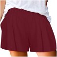 thumbnail image 1 of Abcnature Plus Size Shorts, Womens Athletic Shorts, Women Solid Color Casual Summer High Waist Shorts, Comfy Beach Shorts, Yoga Pants, Cycling Sport Shorts Wine L, 1 of 4