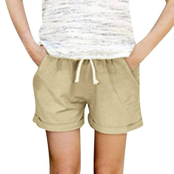 Abcnature Plus Size Shorts, Womens Athletic Shorts, Women Fashion Casual High-waist Straight-leg Sports Casual Loose Shorts, Comfy Beach Shorts, Yoga Pants, Cycling Sport Shorts Beige L