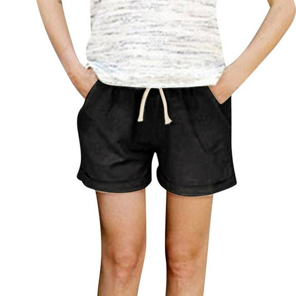 Abcnature Plus Size Shorts, Womens Athletic Shorts, Women Fashion Casual High-waist Straight-leg Sports Casual Loose Shorts, Comfy Beach Shorts, Yoga Pants, Cycling Sport Shorts Black L