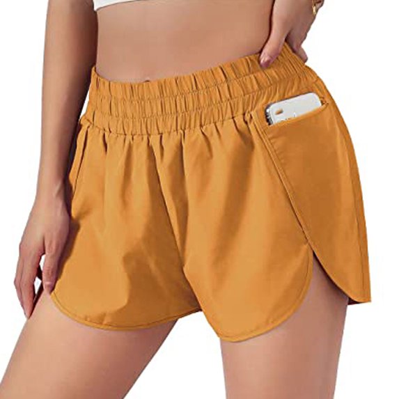 Abcnature Plus Size Shorts, Womens Athletic Shorts, Women Solid Running Shorts, Sport Elastic Waist Active Workout Pocket Shorts, Comfy Beach Shorts, Yoga Pants, Cycling Sport Shorts Orange XL