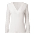 thumbnail image 1 of Abcnature Plus Size Women Lace Solid Shirt Splicing Long Sleeve Slim Blouse V-Neck Tops Shirt White XXL, 1 of 5
