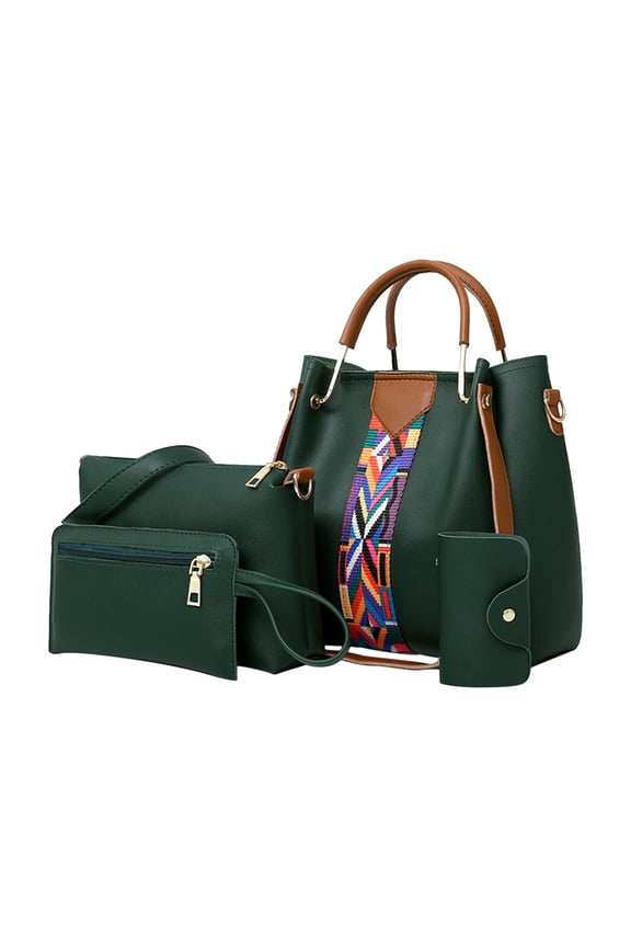 Purses and Handbags for Women, 4pcs Fashion Upgrade Handbags Wallet Tote Bag Shoulder Bag Top Handle Satchel Purse Set, Retro Pattern Hand Bag Gifts for Women