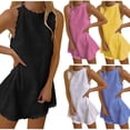 thumbnail image 1 of Abcnature Summer Dresses for Women Solid Color Tshirt Dress Casual Loose Sleeveless Tank Dress Mini Beach Dress Sundress Recommend Weight 110 to 121lb, 1 of 5