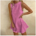 thumbnail image 1 of Abcnature Summer Dresses for Women Solid Color Tshirt Dress Casual Loose Sleeveless Tank Dress Mini Beach Dress Sundress Recommend Weight 121 to 132lb, 1 of 4