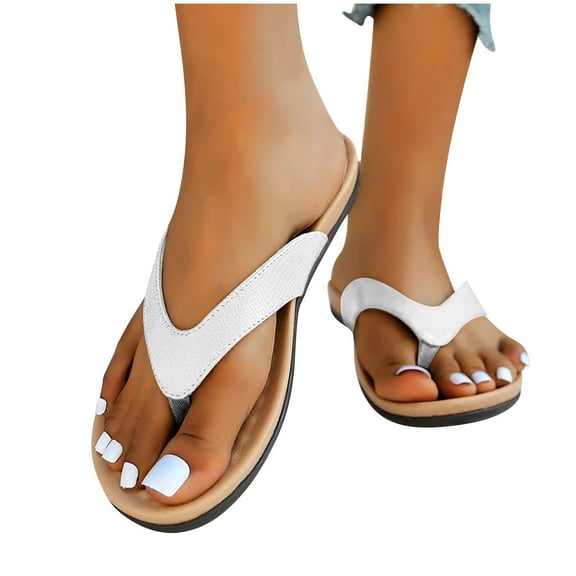 Abcnature Women Sandals Clearance 2023! Women's Flip-Flops Extremely Comfy Slides Sandals Solid Color Beach Flip Flops Slippers Casual Shoes Summer Athletic Outdoor Beach Sandals