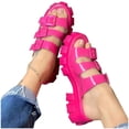 thumbnail image 1 of Abcnature Women Sandals Clearance 2023! Women's Platform Wedge Sandals with Arch Support Round Toe Thick Heeled Shoes Beach Sandals Non-Slip Causal Slippers Summer Athletic Outdoor Beach Sandals, 1 of 4