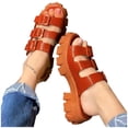 thumbnail image 1 of Abcnature Women Sandals Clearance 2023! Women's Platform Wedge Sandals with Arch Support Round Toe Thick Heeled Shoes Beach Sandals Non-Slip Causal Slippers Summer Athletic Outdoor Beach Sandals, 1 of 4