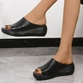 thumbnail image 1 of Abcnature Women Sandals Clearance 2023! Women's Platform Wedge Sandals Extremely Comfy Slides Sandals Slope Heel Slippers Sponge Cakeshoes Fish Mouth Mules Thick Sole Sandals Non-Slip, 1 of 4
