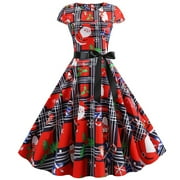 tea christmas dress FAVIPT Women Christmas Dresses Winter Retro Furry Wrap V Neck Long Sleeve Rockabilly Tea Party Dresses Swing Cocktail Dress 2025 Navy,XL