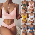 thumbnail image 1 of Abcnature Women's Bikini Swimsuits Sets, Thong Bikini Sets Bikini Two Piece Filled Soild Beachwear Swimwear Bikini Sets for Women Army Green L, 1 of 1