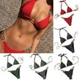 thumbnail image 1 of Abcnature Women's Bikini Swimsuits Sets, Thong Bikini Sets Summer Solid Tank Two-Piece Velvet Rhinestone Metal Chain Bikini Swimwear Bikini Sets for Women Black L, 1 of 4