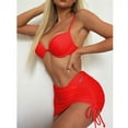 thumbnail image 1 of Abcnature Women's Bikini Swimsuits Sets, Thong Bikini Sets Three-piece Suit B&age Solid Bikini Push-Up Padded Beachwear Set Swimwear Bikini Sets for Women Red M, 1 of 1