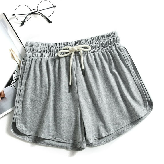 Abcnature Women's Cotton Sport Shorts, Yoga Dance Short Pants, Elastic Waist Running Shorts, Summer Athletic Shorts with Pocket, Workout Shorts Gray XL