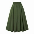 thumbnail image 1 of Abcnature Women's High Waist A-Line Skirt Flared Pleated Midi knee Long Casual Skirt with Pockets Vintage High Waist Pleated Skirt Army Green XXL, 1 of 4