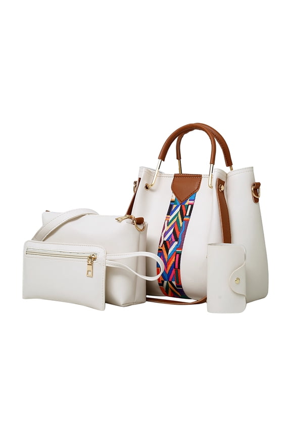 Women's Retro Pattern Handbag Set, Multi-Color, 4 Piece