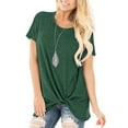 thumbnail image 1 of Abcnature Women's Tops Short Sleeve Twist Knotted T Shirts Summer Blouse Tunic Tops Solid O-Neck T-Shirt Green M, 1 of 7