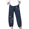 thumbnail image 1 of Abcnature Women's Wide Leg Pants, Plus Size Linen Harem Pants Casual Summer Printed Pants with Pockets Blue XL, 1 of 5